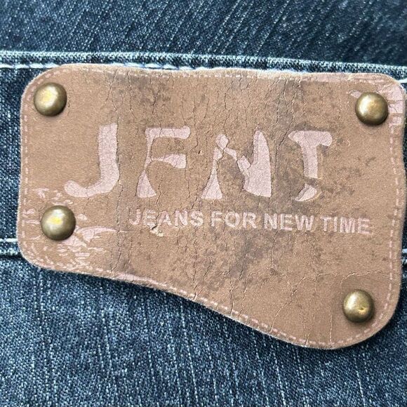 JFNT Jeans For New Time Jeans Women's Size 14 Dark Wash Blue Straight Leg Denim - Picture 10 of 10